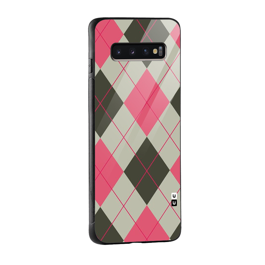 Check And Lines Glass Back Case for Galaxy S10 Plus