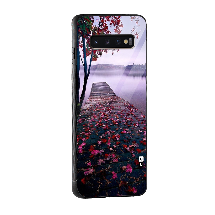 Cherry Blossom Dock Glass Back Case for Galaxy S10 Plus