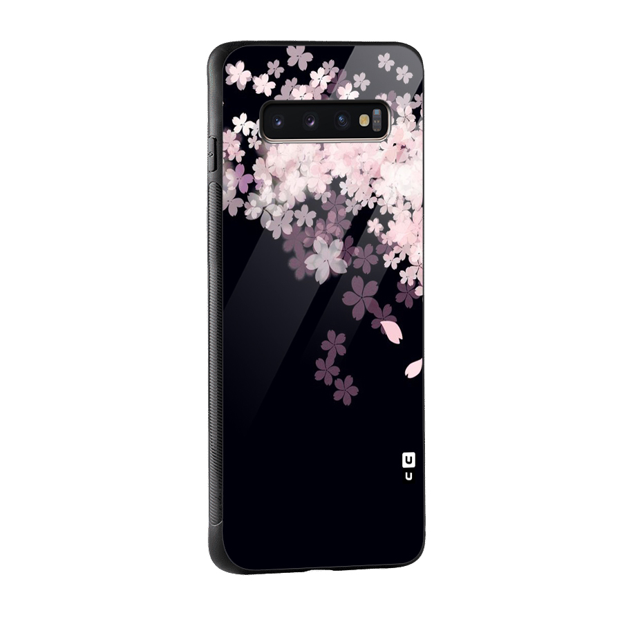 Cherry Flowers Pink Glass Back Case for Galaxy S10 Plus