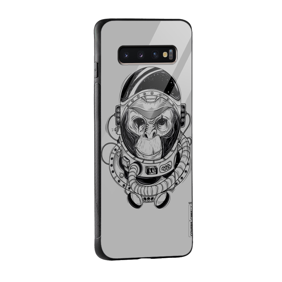 Chimpanzee Astronaut Glass Back Case for Galaxy S10 Plus