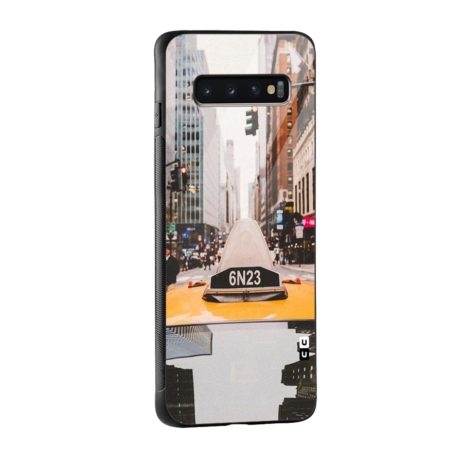 City Taxi Glass Back Case for Galaxy S10 Plus