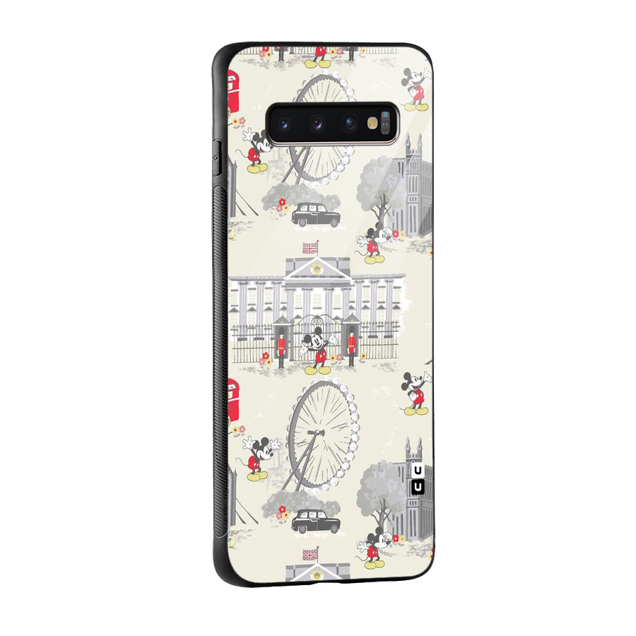 City Tour Pattern Glass Back Case for Galaxy S10 Plus
