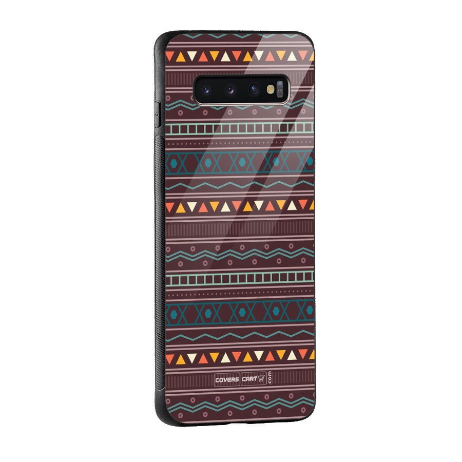 Classic Aztec Pattern Glass Back Case for Galaxy S10 Plus