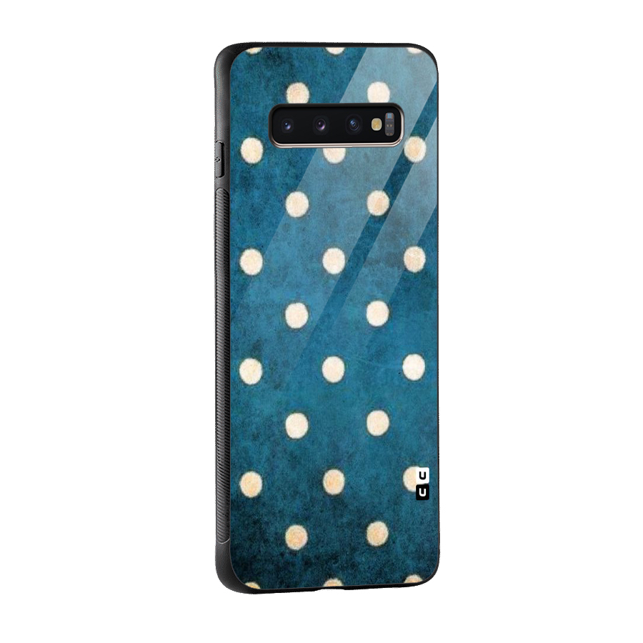 Classic Blue Polka Glass Back Case for Galaxy S10 Plus