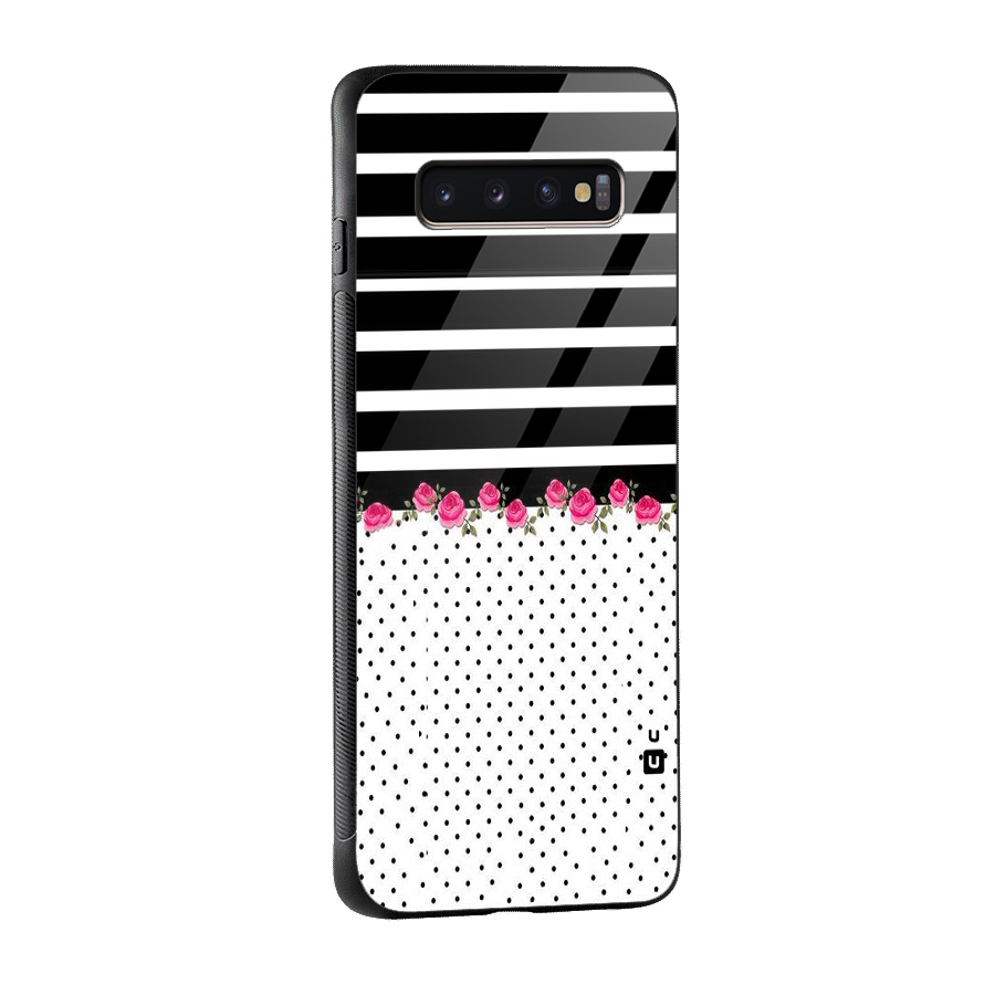 Classic Polka Stripes Glass Back Case for Galaxy S10 Plus