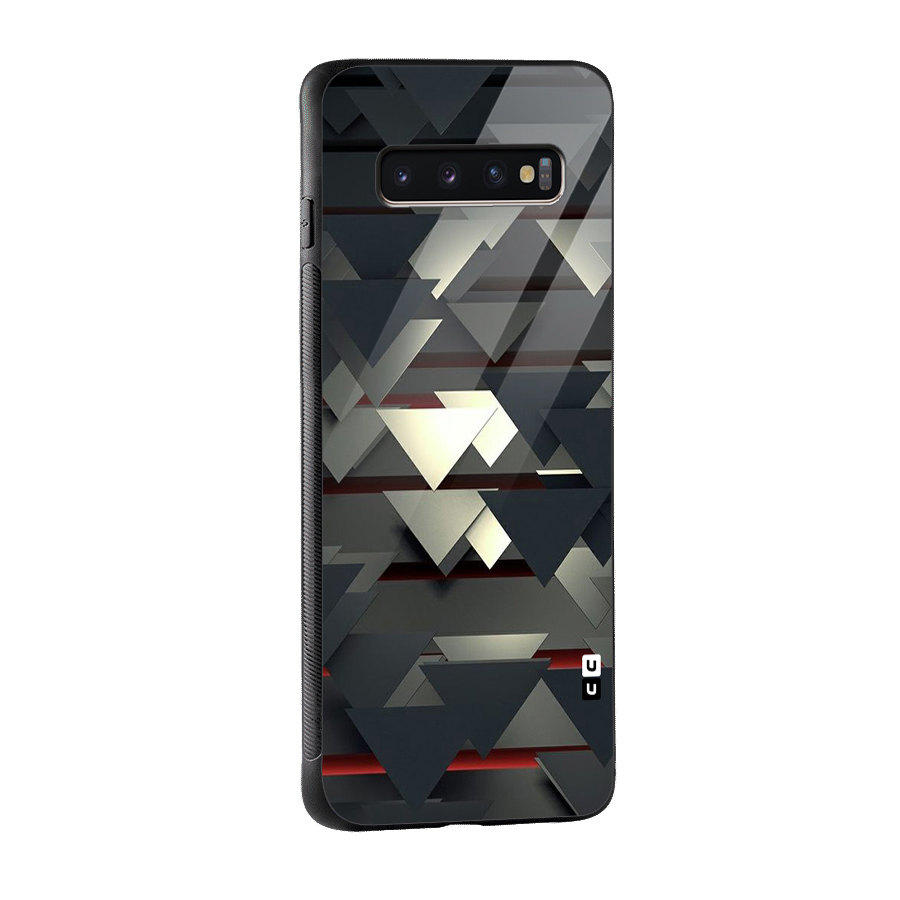Classic Triangles Design Glass Back Case for Galaxy S10 Plus