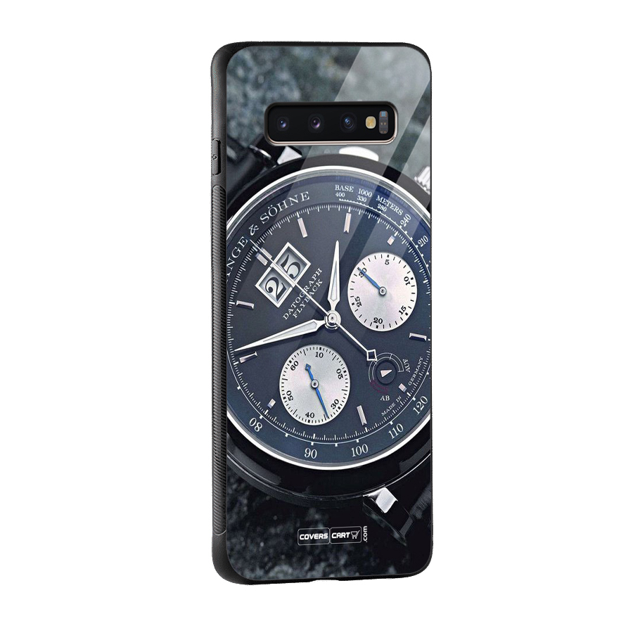Classic Wrist Watch Glass Back Case for Galaxy S10 Plus