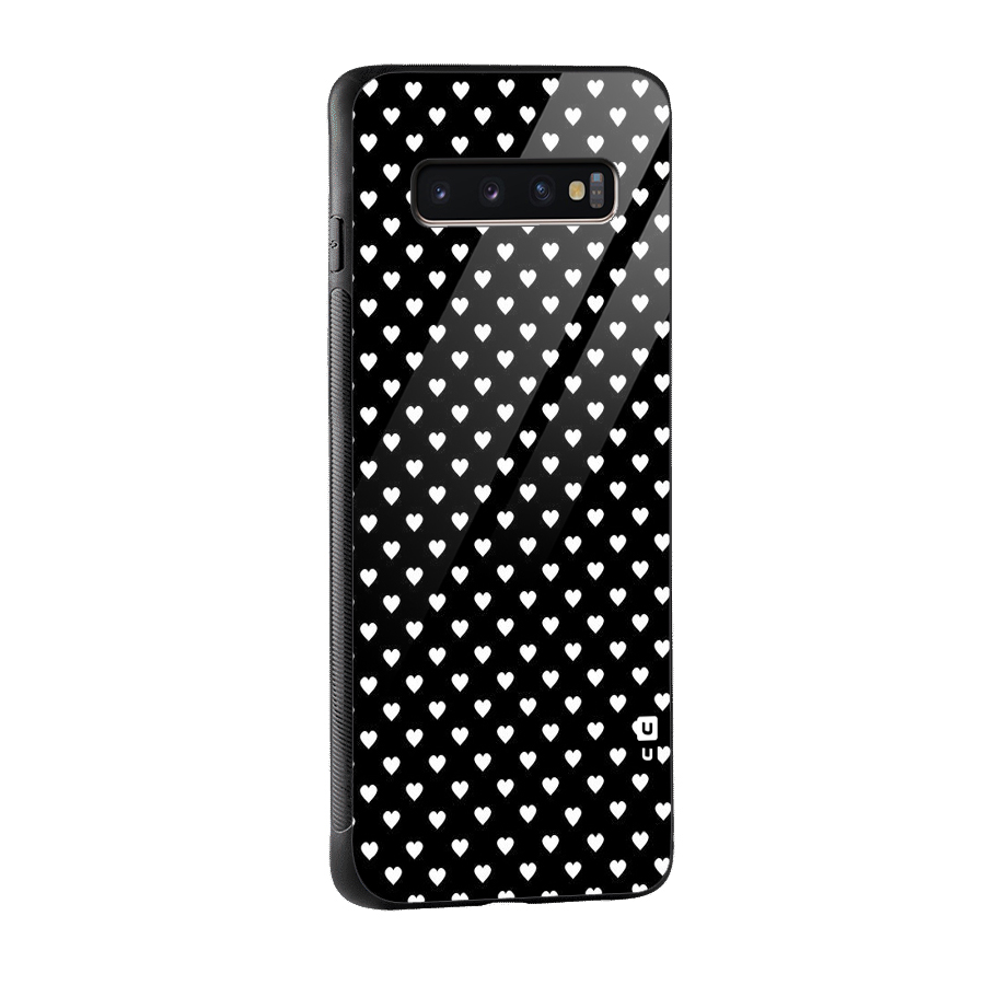 Classy Hearty Polka Glass Back Case for Galaxy S10 Plus