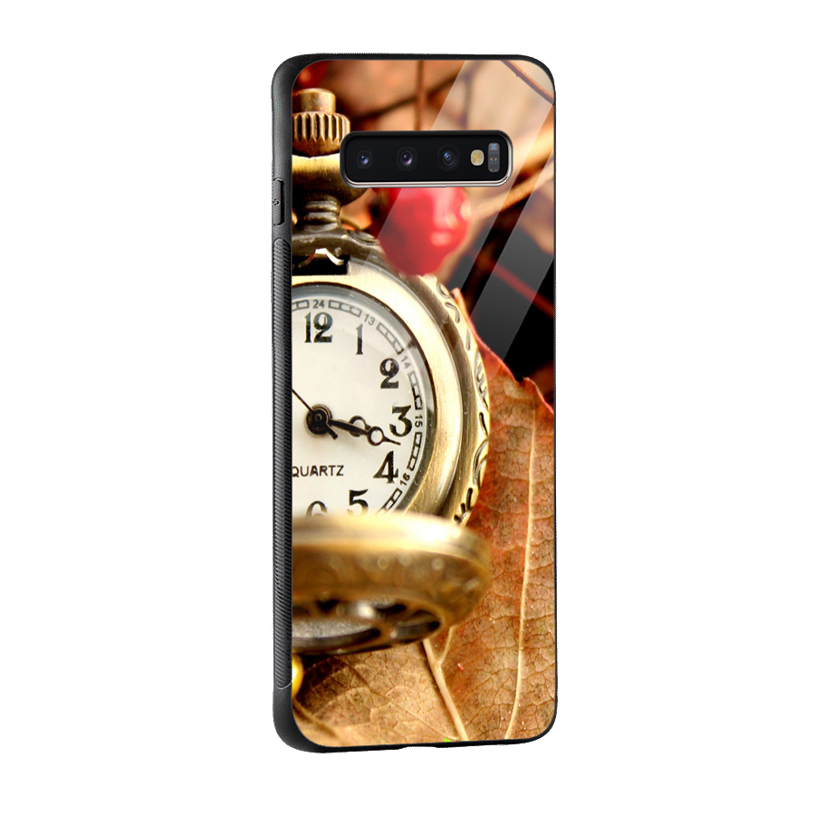 Clock And Cherry Glass Back Case for Galaxy S10 Plus