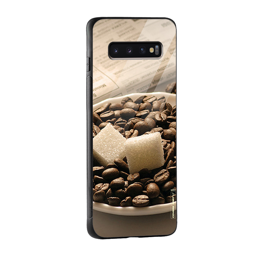Coffee And Sugar Cubes Glass Back Case for Galaxy S10 Plus