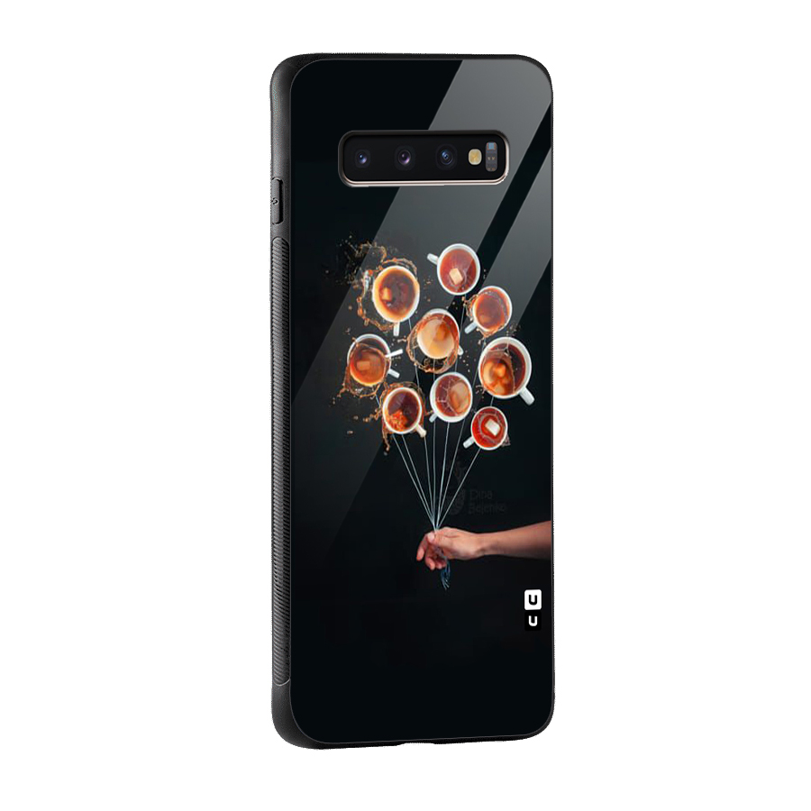 Coffee Balloon Glass Back Case for Galaxy S10 Plus
