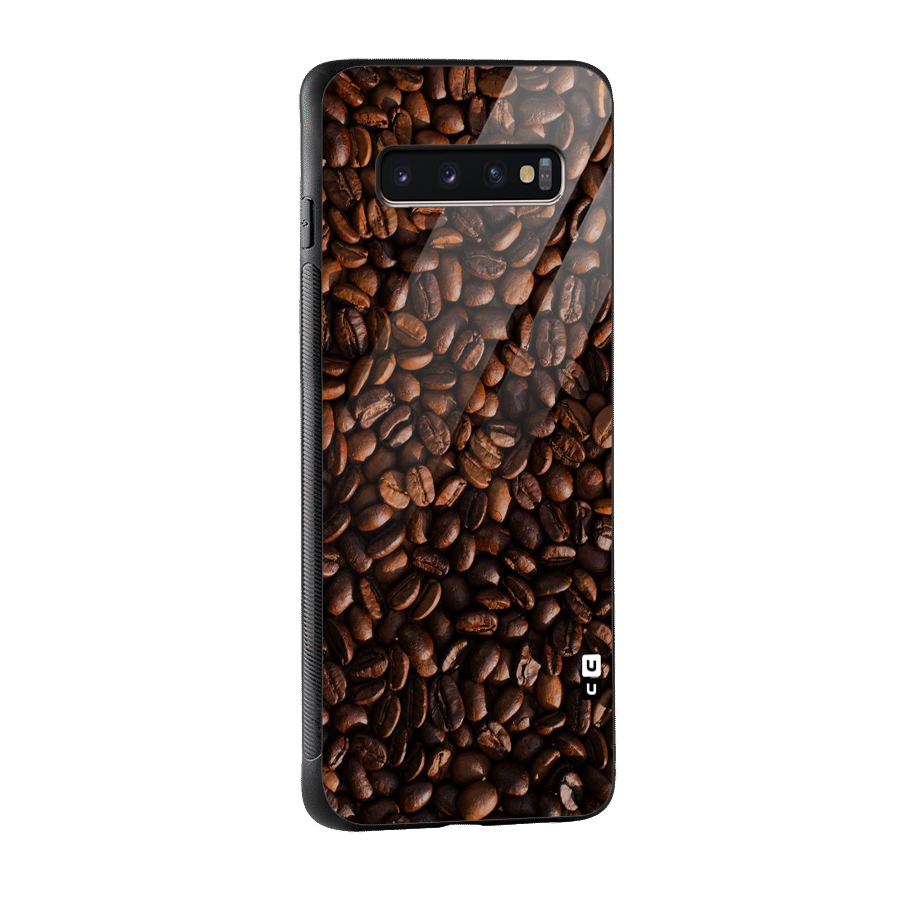 Coffee Beans Scattered Glass Back Case for Galaxy S10 Plus
