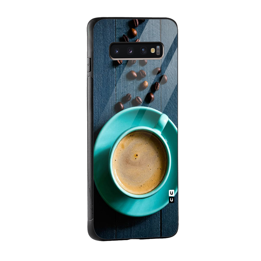 Coffee Beans and Cup Glass Back Case for Galaxy S10 Plus