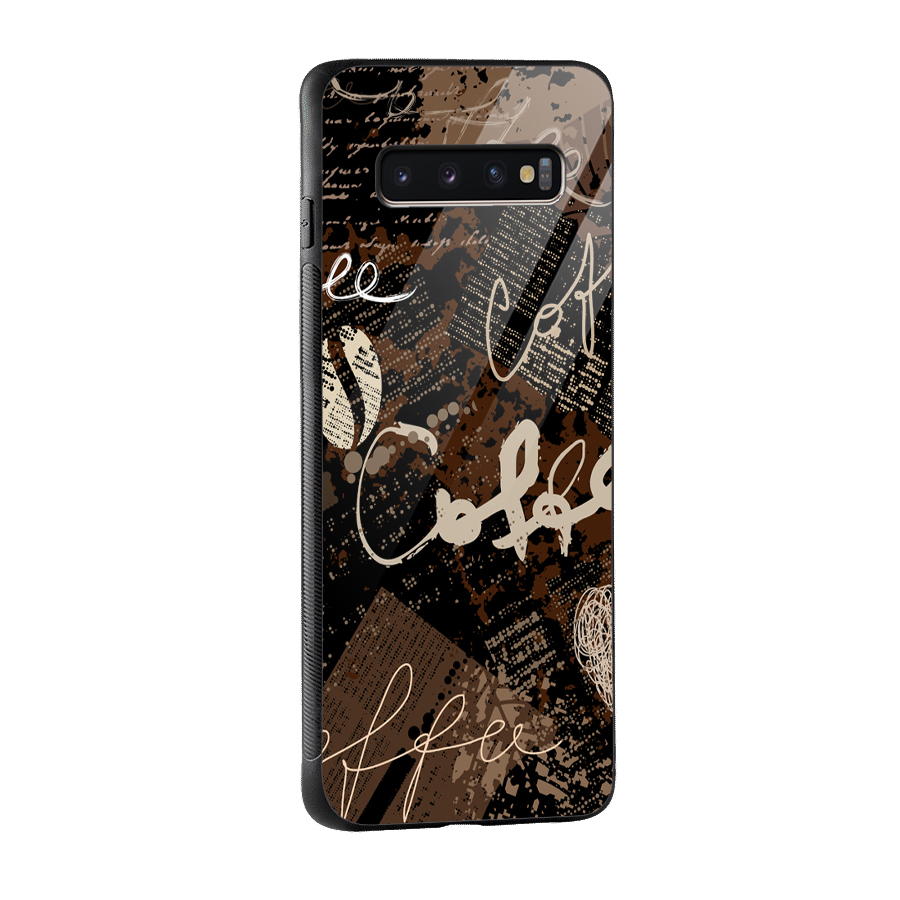 Coffee Scribbles Glass Back Case for Galaxy S10 Plus