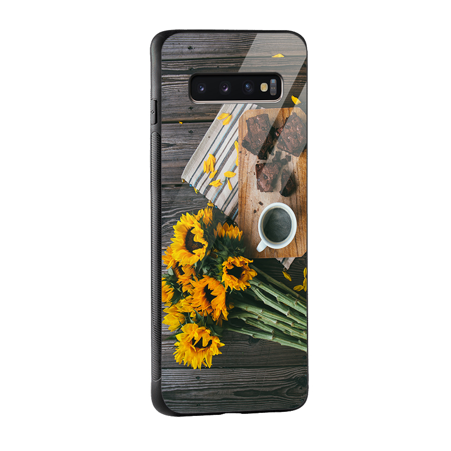 Coffee and Flowers Glass Back Case for Galaxy S10 Plus