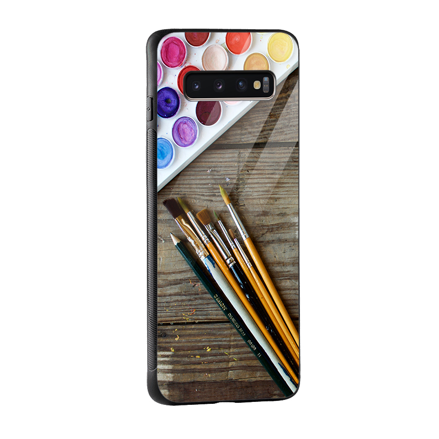 Color Palette and Brush Glass Back Case for Galaxy S10 Plus