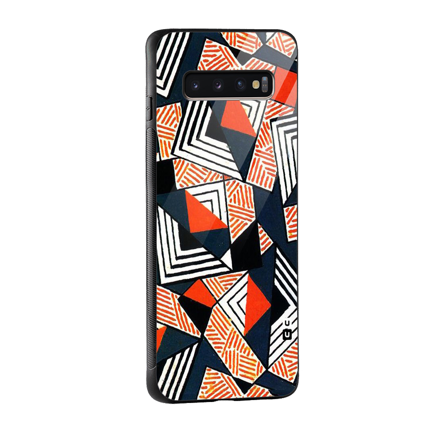 Colored Cuts Pattern Glass Back Case for Galaxy S10 Plus