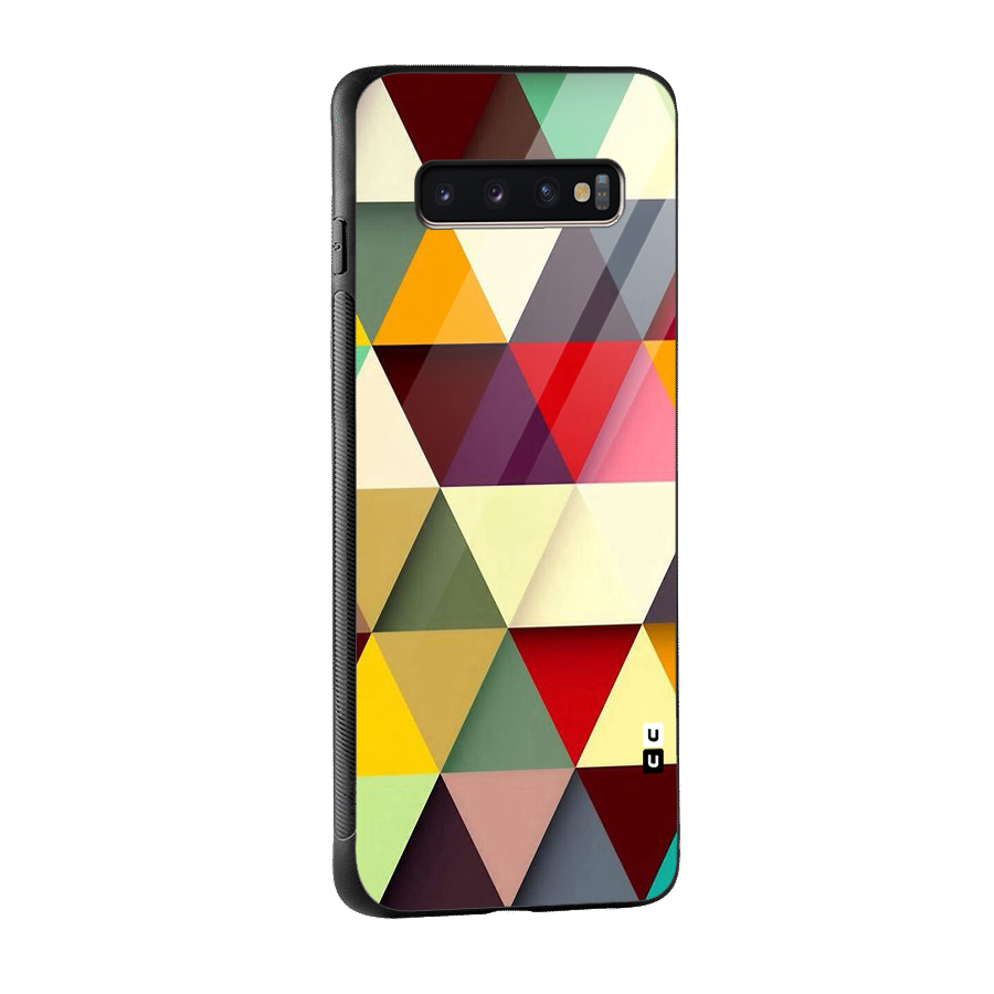 Colored Triangles Glass Back Case for Galaxy S10 Plus