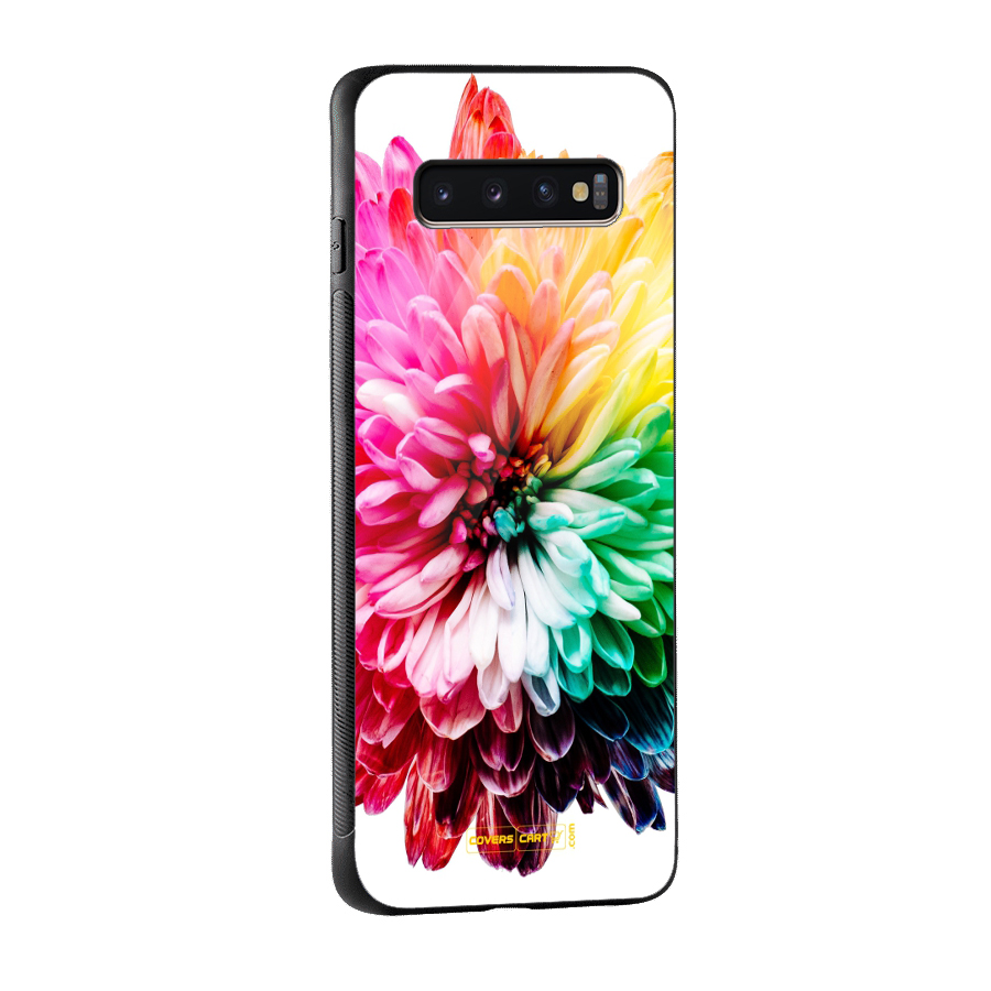 Colorful Flower Glass Back Case for Galaxy S10 Plus