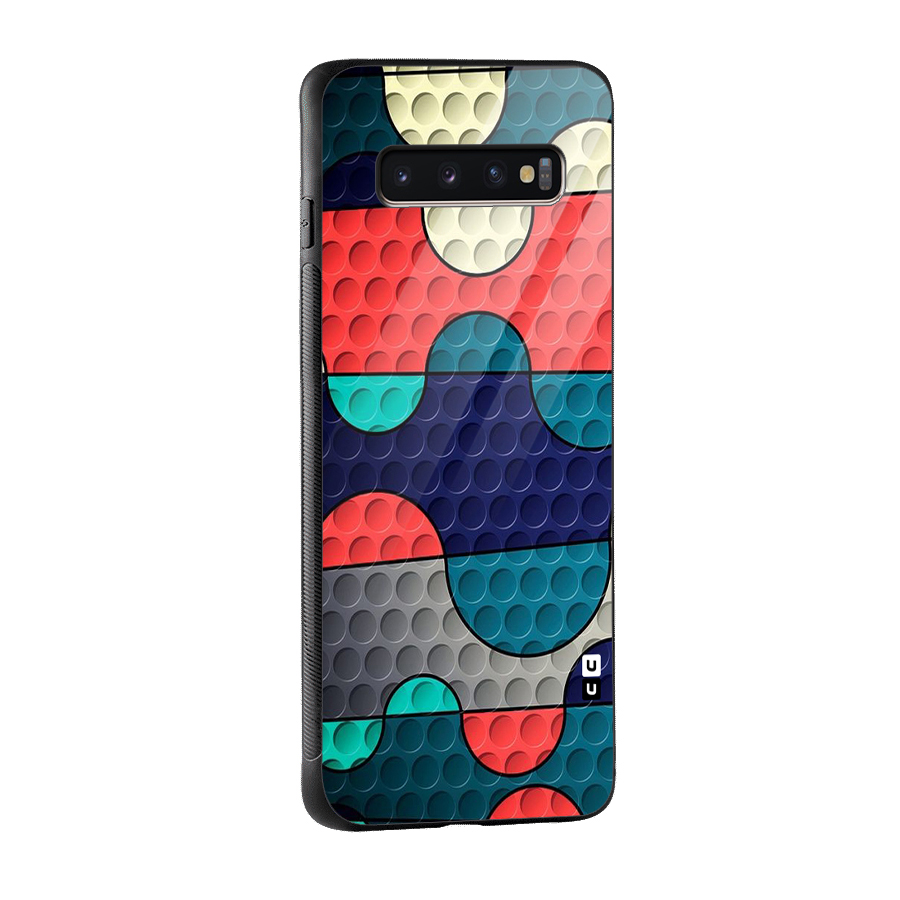 Colorful Puzzle Design Glass Back Case for Galaxy S10 Plus