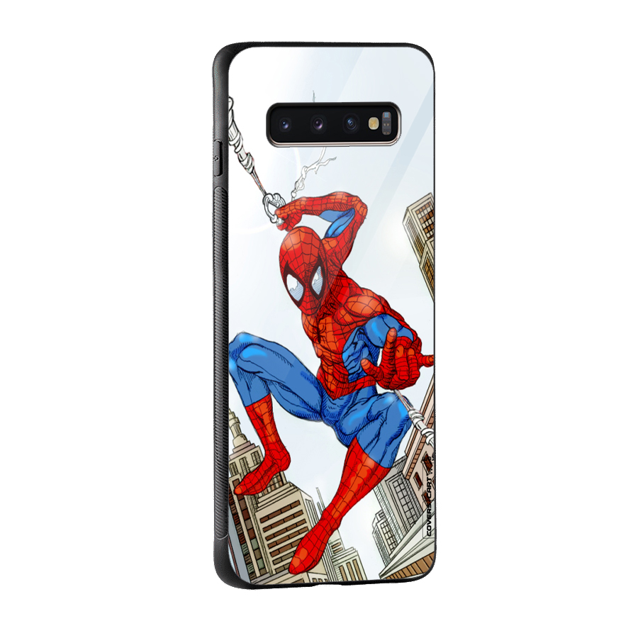 Comic Spider Man Glass Back Case for Galaxy S10 Plus