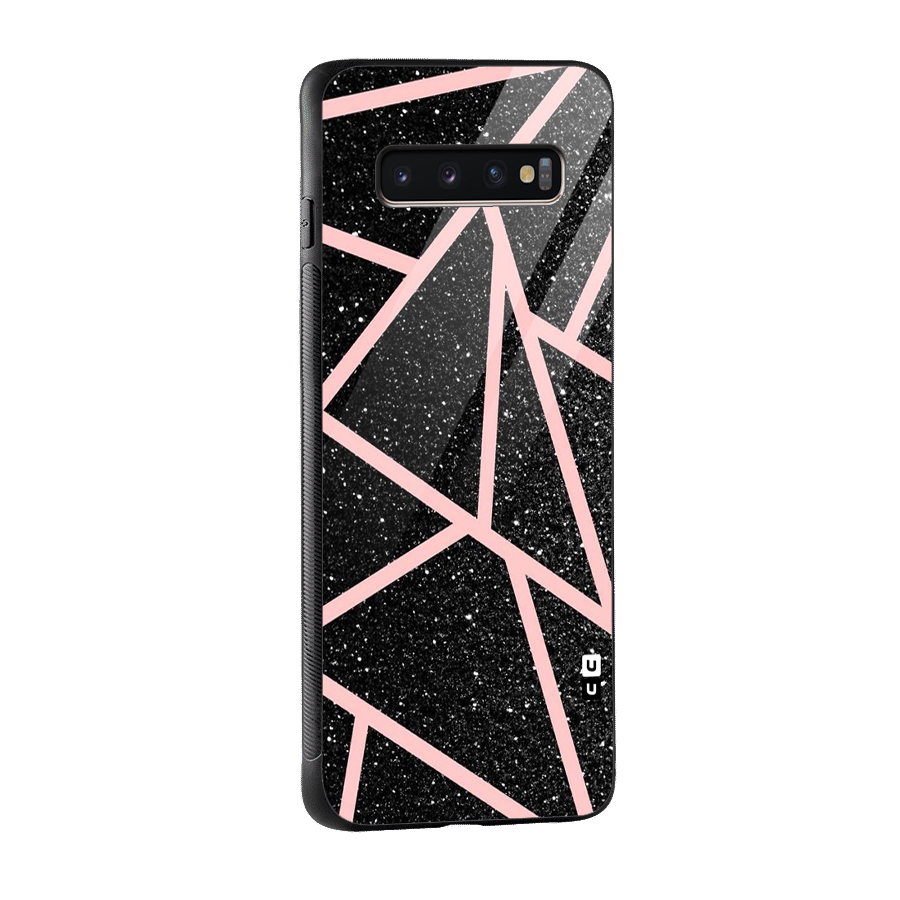Concrete Black Pink Stripes Glass Back Case for Galaxy S10 Plus