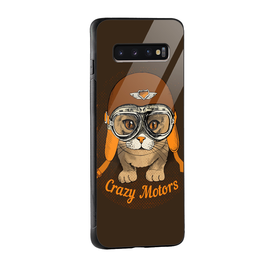 Crazy cat Glass Back Case for Galaxy S10 Plus