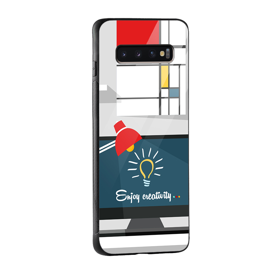 Creative Workspace Design Glass Back Case for Galaxy S10 Plus