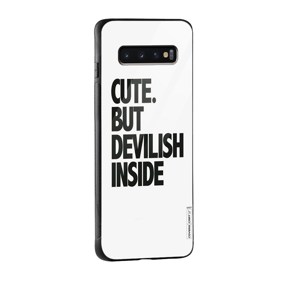 Cute But Devil Glass Back Case for Galaxy S10 Plus