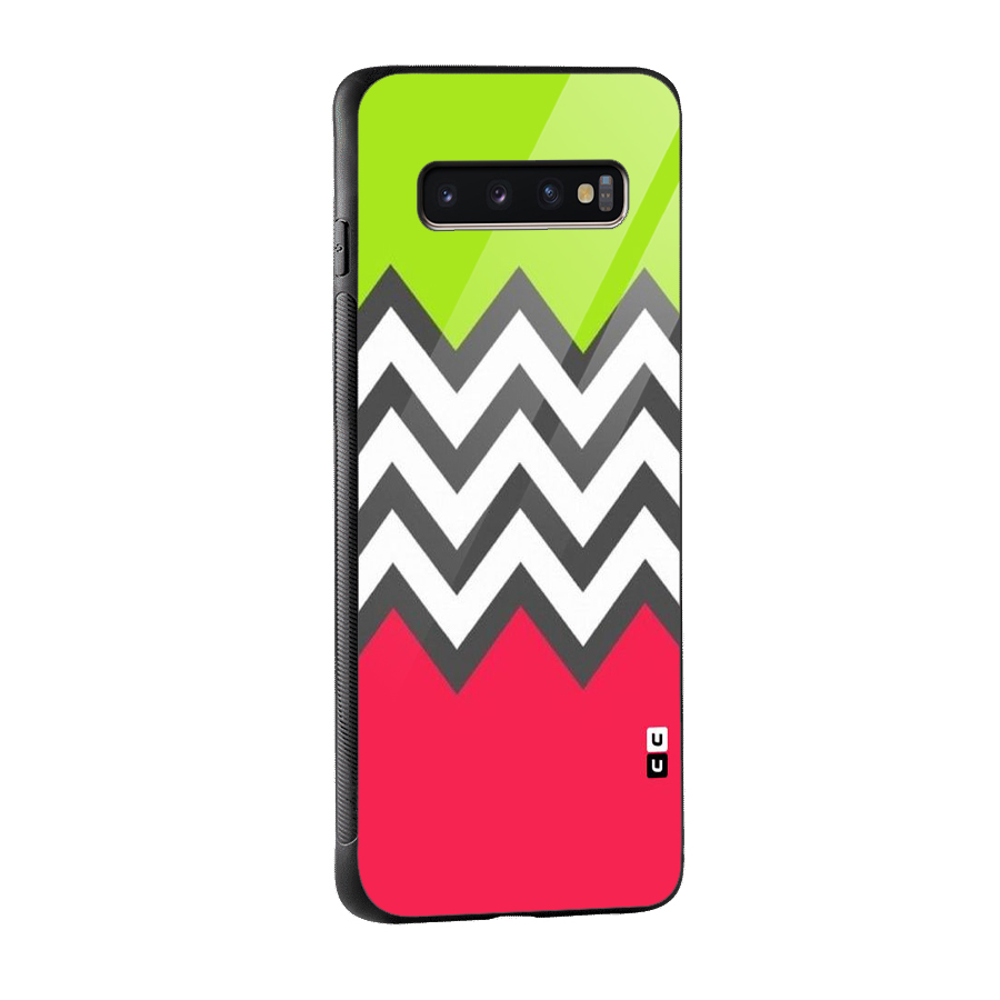Cute Chevron Glass Back Case for Galaxy S10 Plus