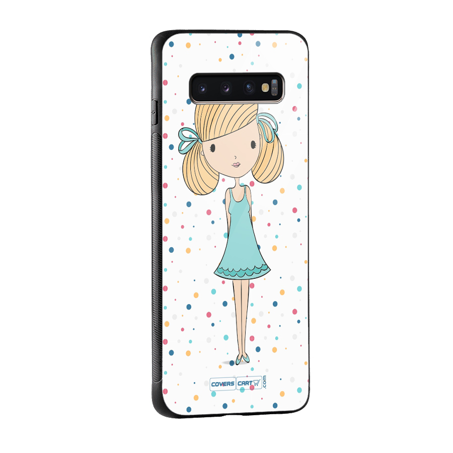 Cute Girl Glass Back Case for Galaxy S10 Plus