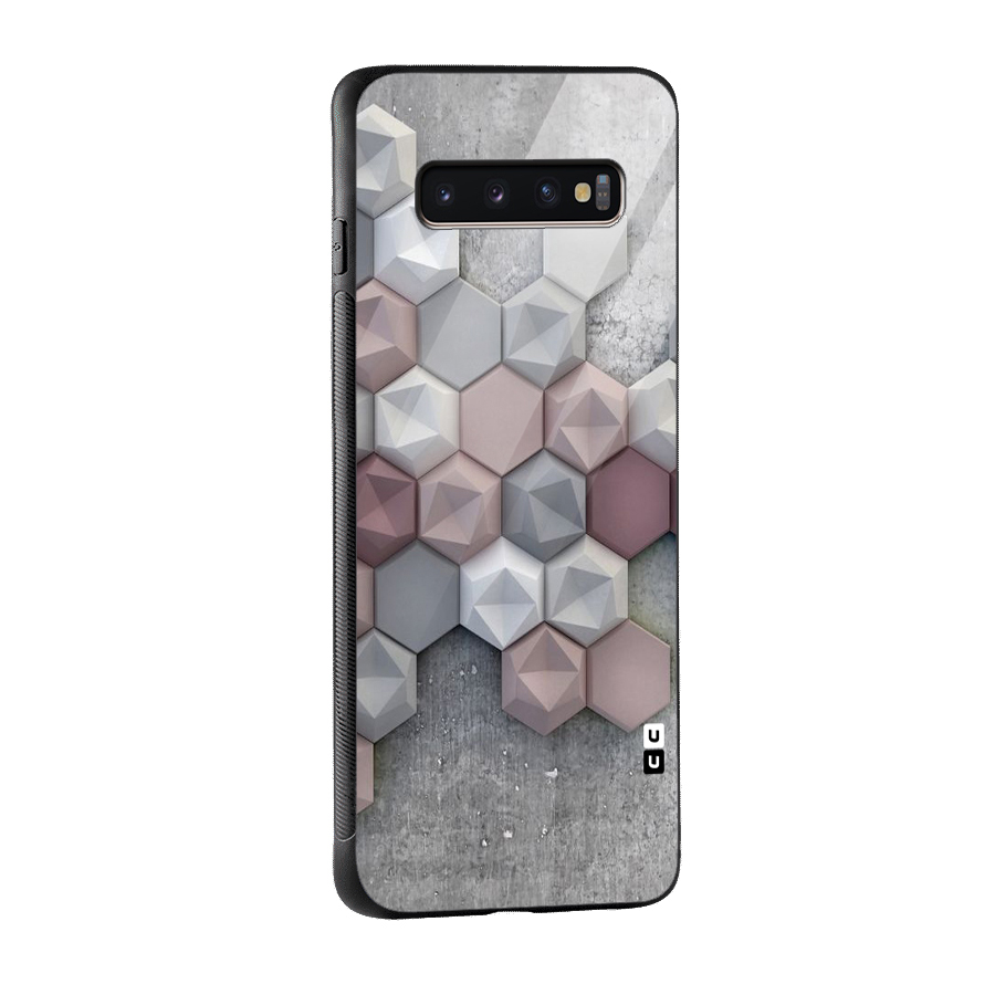 Cute Hexagonal Pattern Glass Back Case for Galaxy S10 Plus