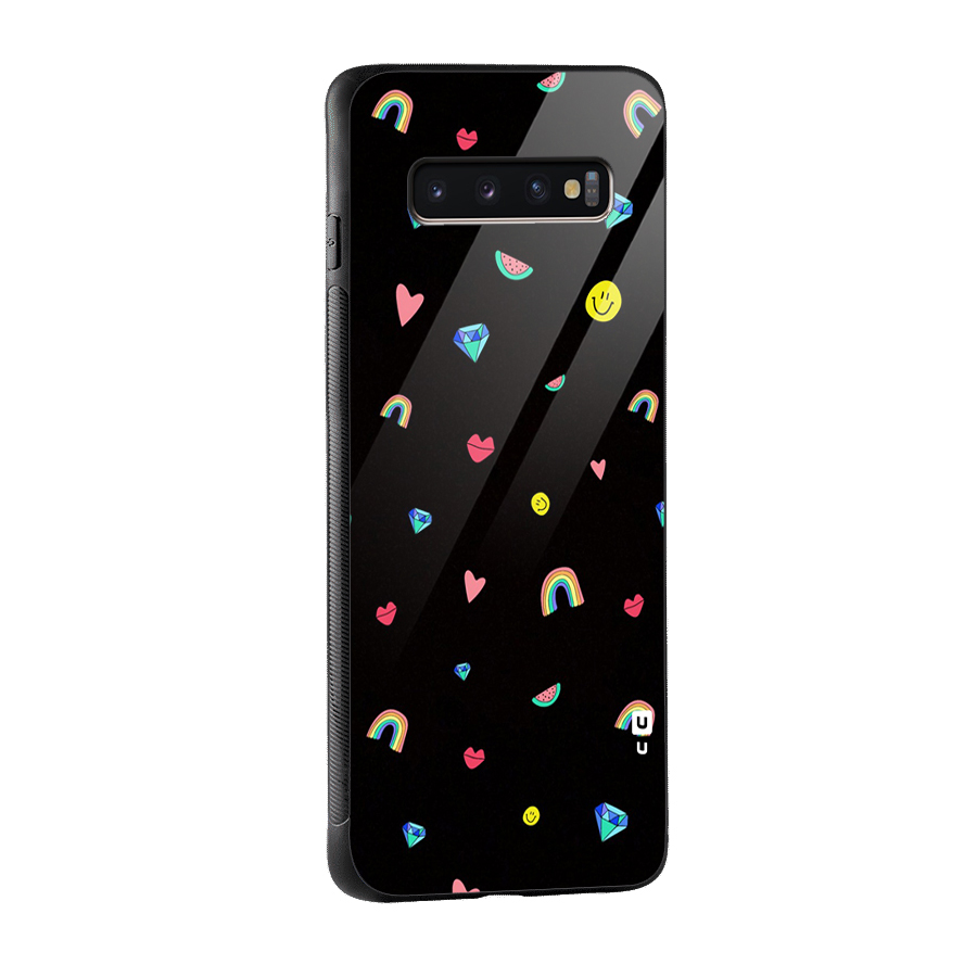 Cute Multicolor Shapes Glass Back Case for Galaxy S10 Plus