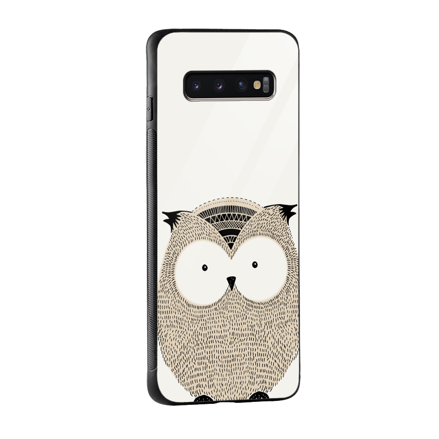 Cute Owl Glass Back Case for Galaxy S10 Plus