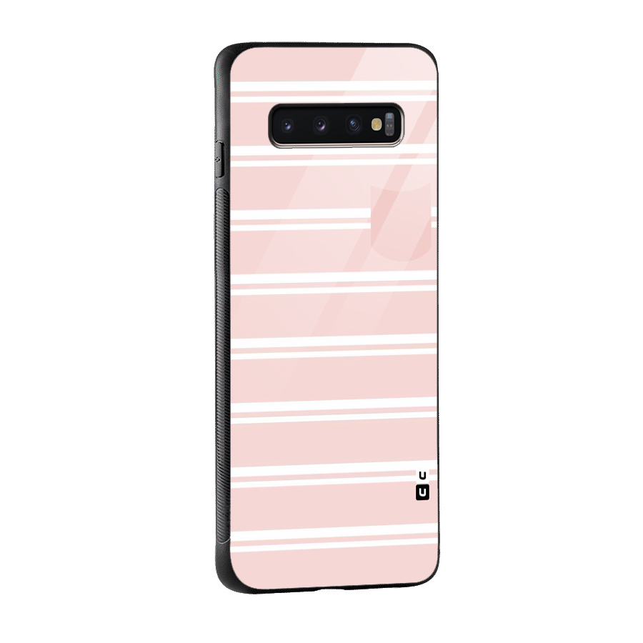 Cute Pocket Striped Glass Back Case for Galaxy S10 Plus