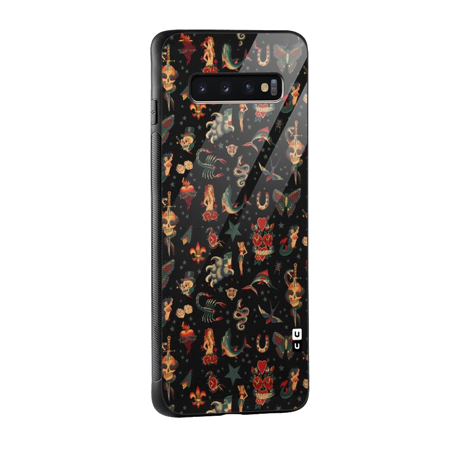 Dark Pattern Glass Back Case for Galaxy S10 Plus