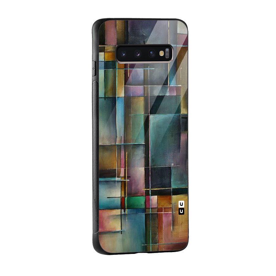 Dark Square Shapes Glass Back Case for Galaxy S10 Plus