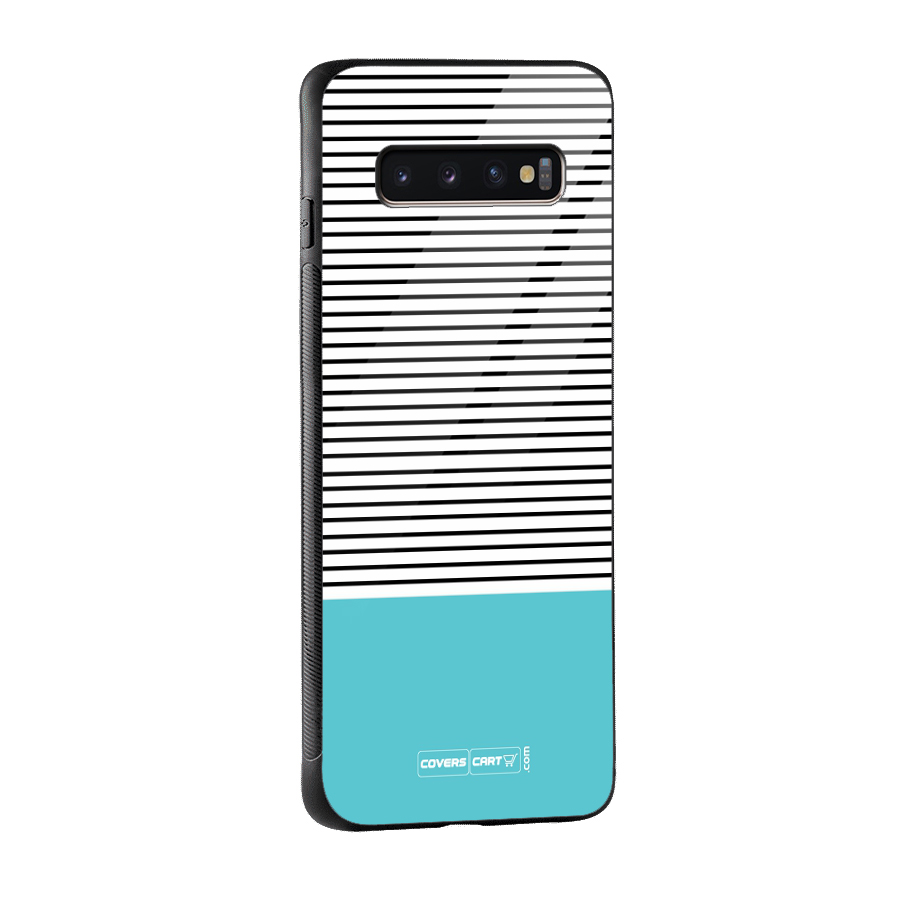 Deep Sky Blue Stripes Glass Back Case for Galaxy S10 Plus