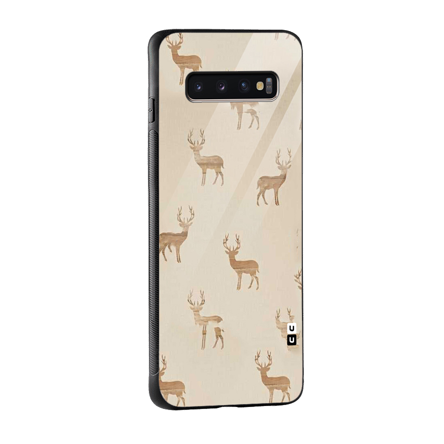 Deer Pattern Glass Back Case for Galaxy S10 Plus