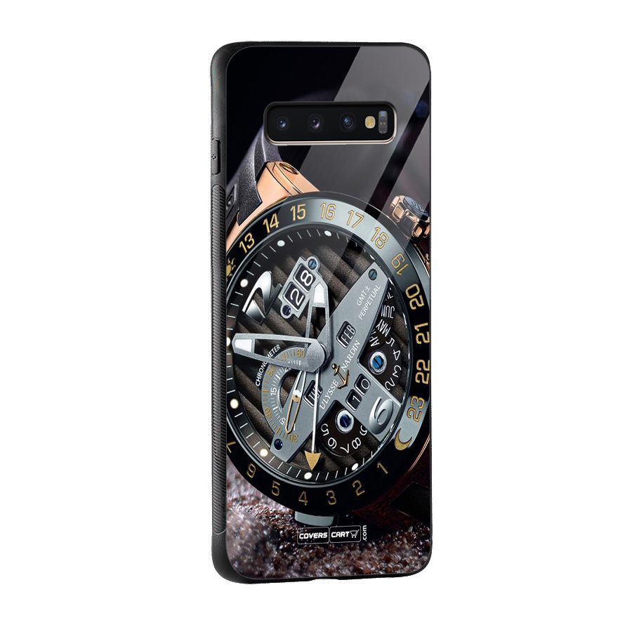 Designer Stylish Watch Glass Back Case for Galaxy S10 Plus