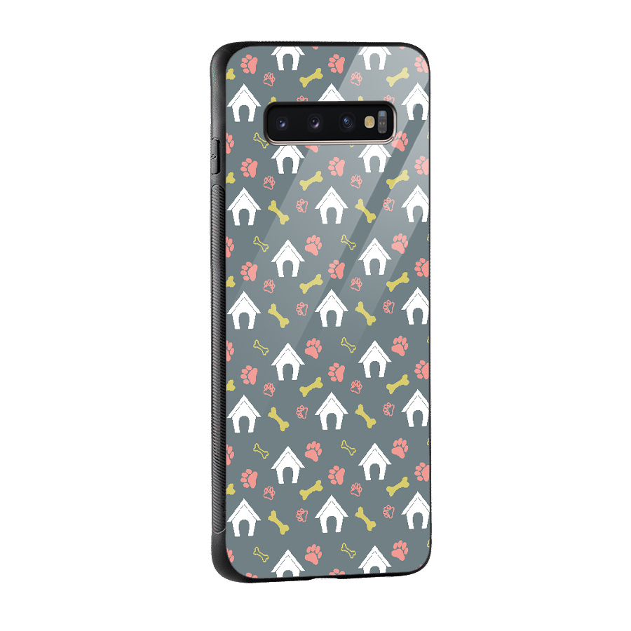 Dog Pattern Glass Back Case for Galaxy S10 Plus