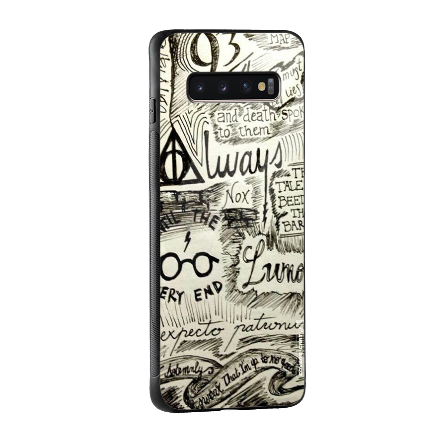 Doodle Art Glass Back Case for Galaxy S10 Plus