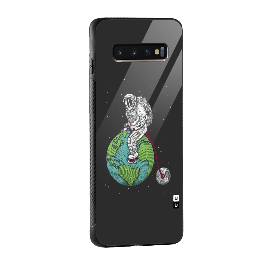Earth Space Doodle Glass Back Case for Galaxy S10 Plus