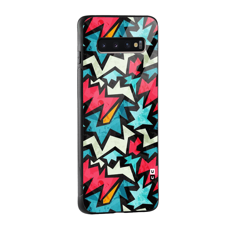 Electric Color Design Glass Back Case for Galaxy S10 Plus