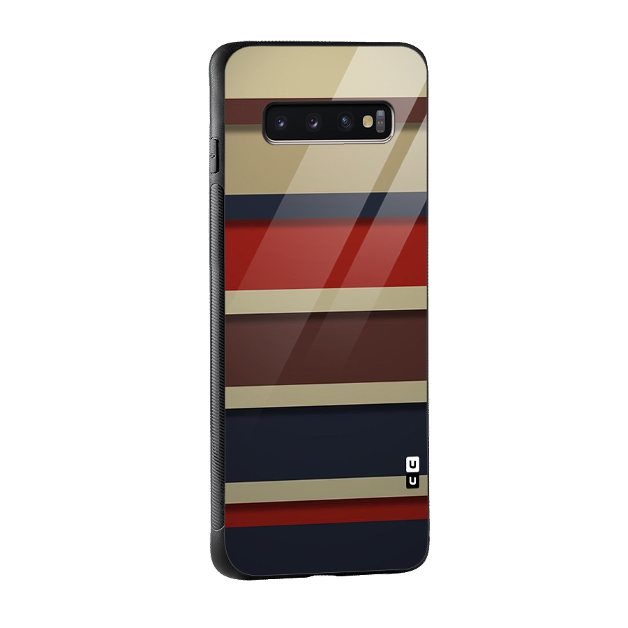 Elegant Stripes Pattern Glass Back Case for Galaxy S10 Plus
