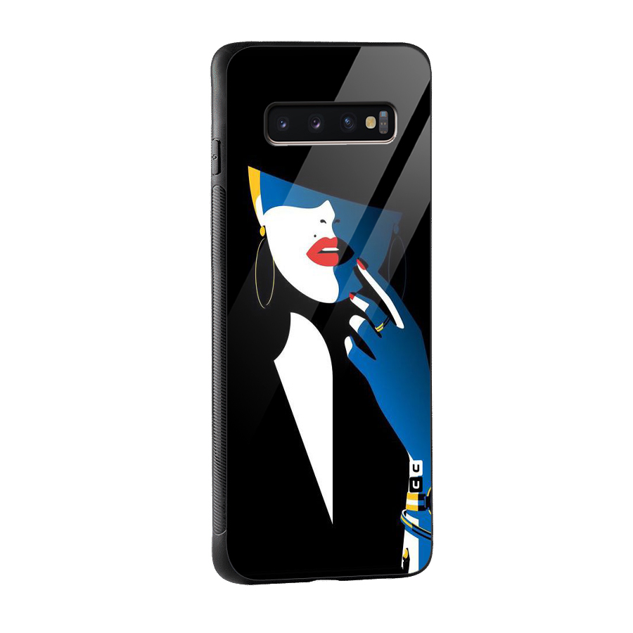 Elegant Woman Glass Back Case for Galaxy S10 Plus