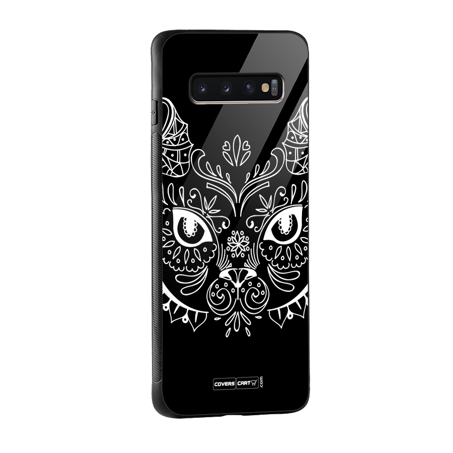 Ethnic Cat Design Glass Back Case for Galaxy S10 Plus