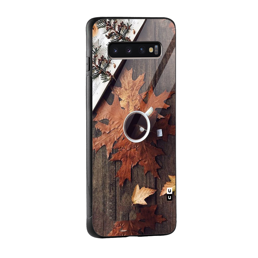 Fall Leaf Coffee Glass Back Case for Galaxy S10 Plus