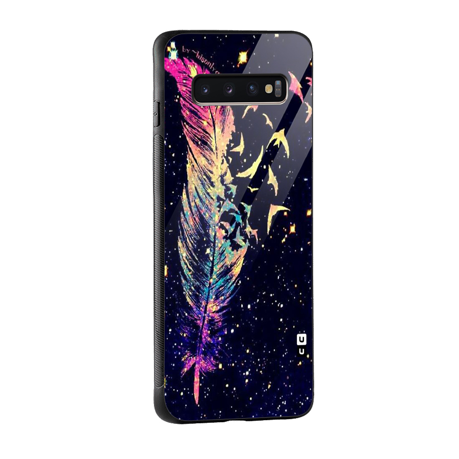 Feather Bird Fly Glass Back Case for Galaxy S10 Plus