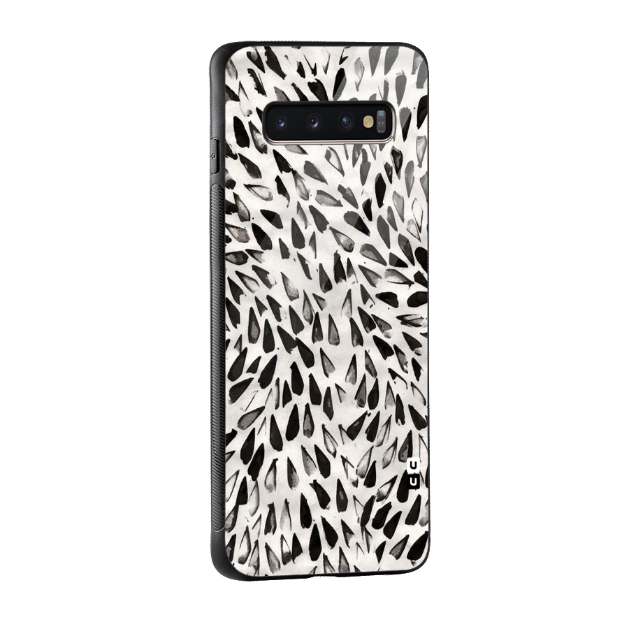 Feather Pattern Colorless Glass Back Case for Galaxy S10 Plus